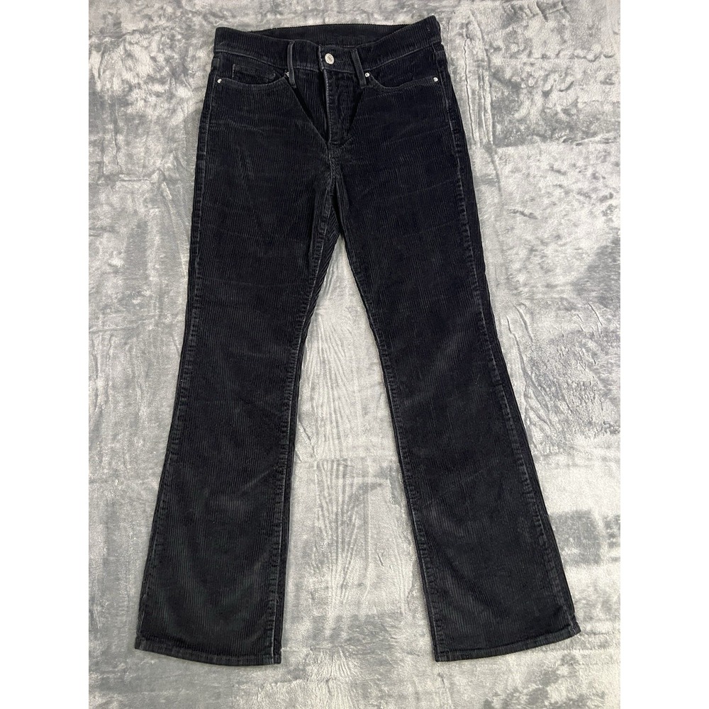 Levi's Women's Black Corduroy Jeans Straight Regular Fit Mid Rise Dark Wash